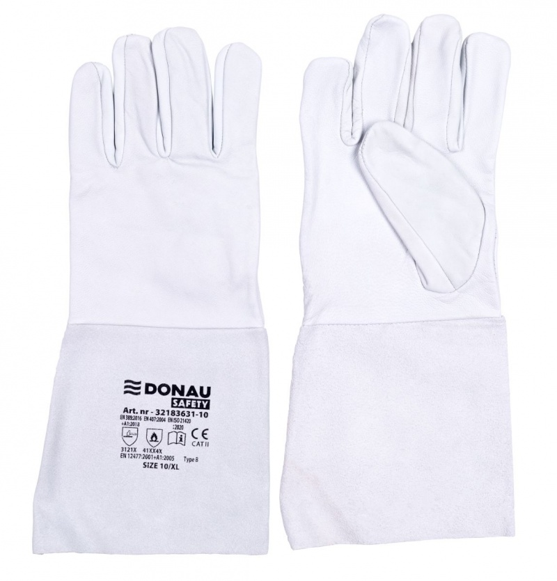 Рукавички робочі DONAU SAFETY TIG, розмір XXL, білі з сірим 32183631-11